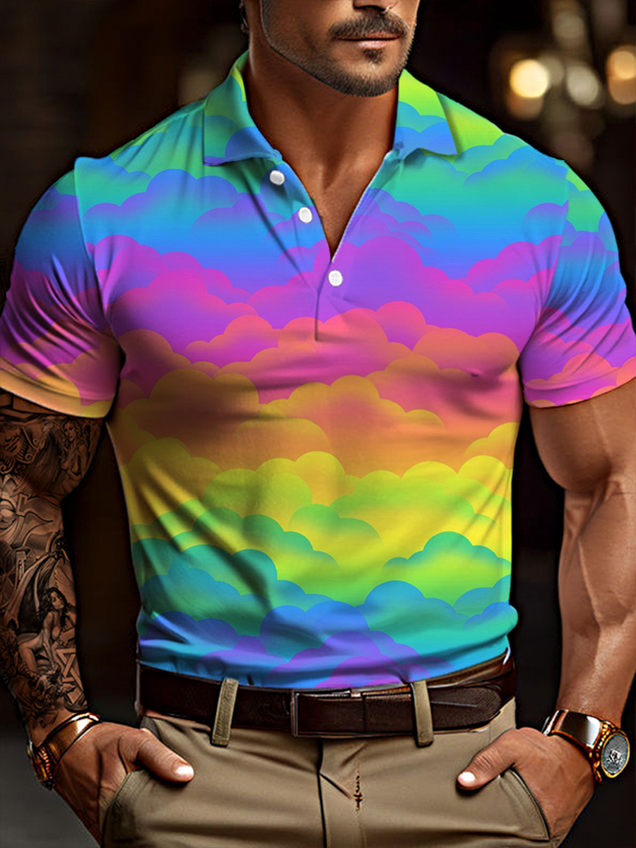 Men's Rainbow Cloud Polo Shirt
