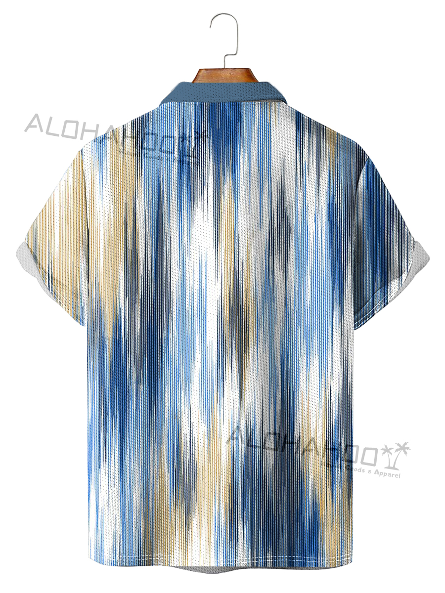 Men's Polo Shirt Colorful Stripes Print Casual Short-Sleeved Golf Shirt