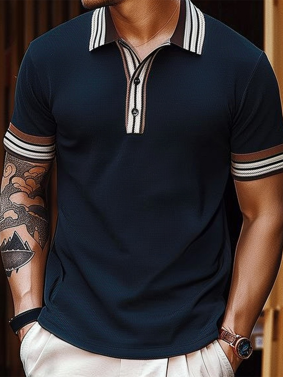 Men's Basic Stripes Polo Shirt