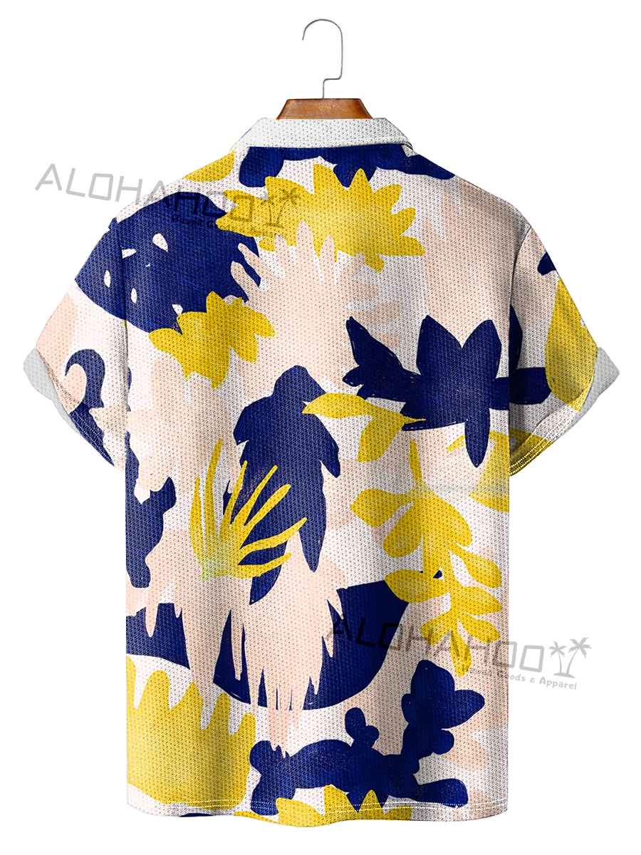 Men's Polo Shirt Floral Pattern Print Casual Short-Sleeved Golf Shirt