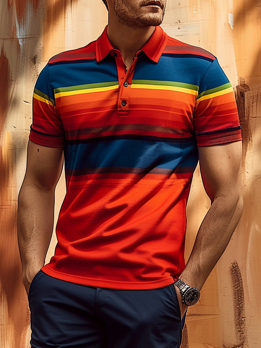Men's Colorful Stripes Polo Shirt