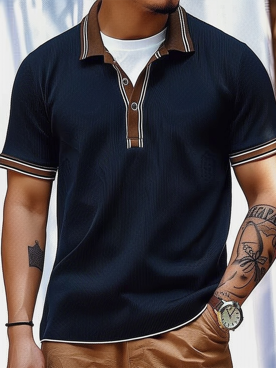 Men's Basic Stripes Polo Shirt