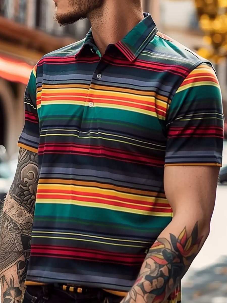 Men's Colorful Stripes Polo Shirt