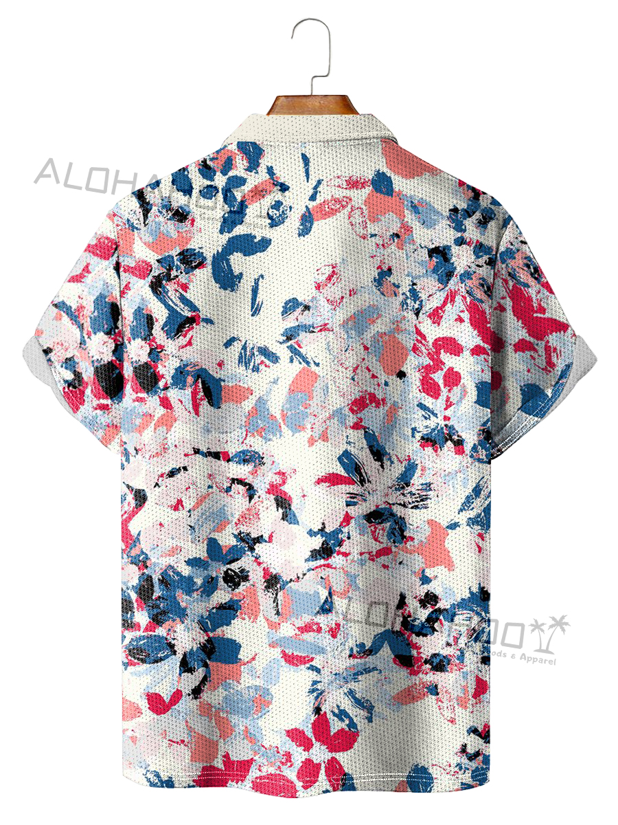 Men's Polo Shirt Floral Imprint Print Casual Short-Sleeved Golf Shirt