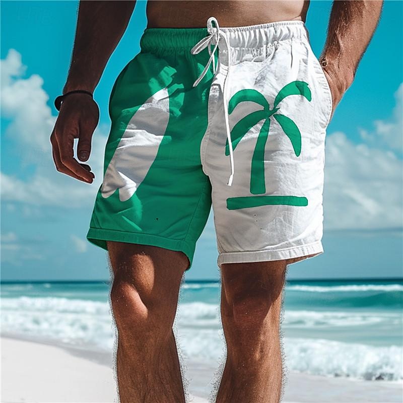 Men's Shorts Holiday Hawaii Style Coconut Tree Print Beach Shorts