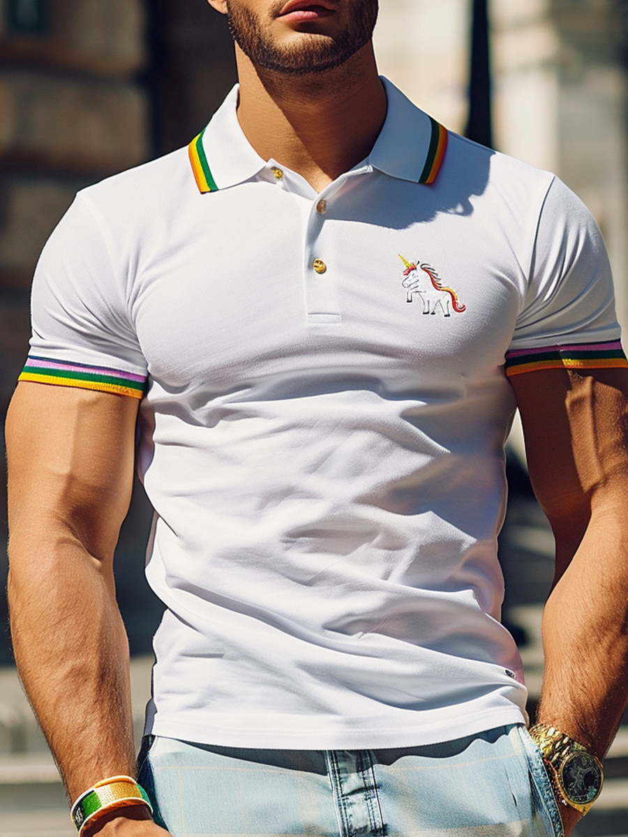 Men's Unicorn Rainbow Polo Shirt