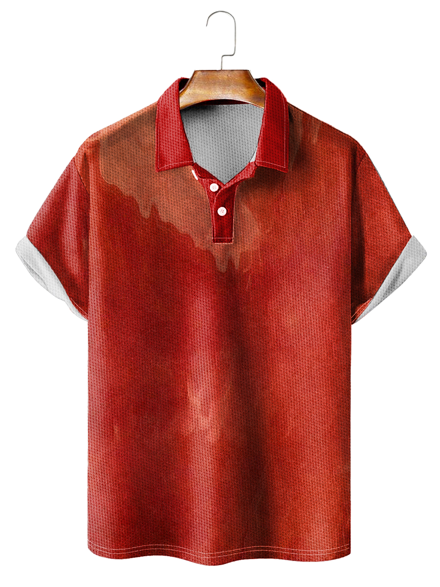 Marble Pattern Print Casual Loose Short-Sleeved Polo Shirt