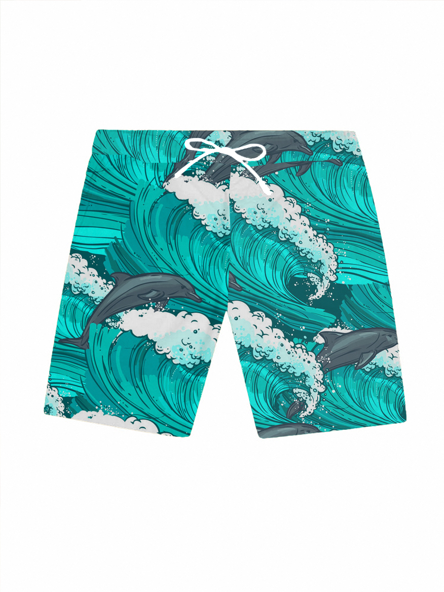 Men's Casual Shorts Dolphin Print Beach Shorts