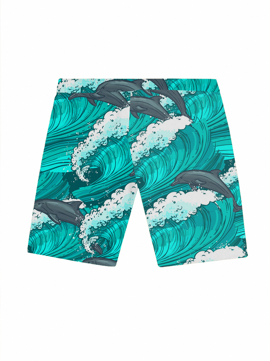 Men's Casual Shorts Dolphin Print Beach Shorts