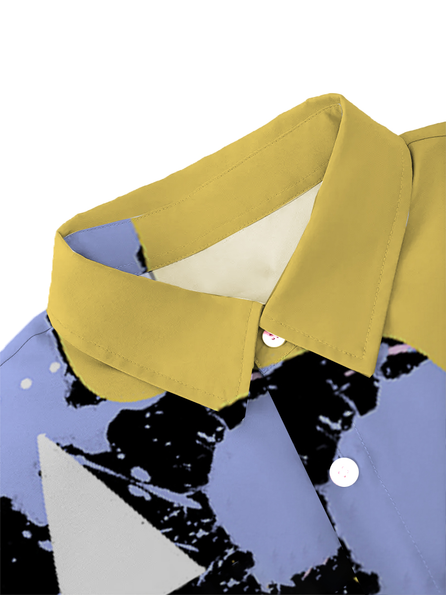 Men's Sets Art Colorblock Button Down Two-Piece Shirt Shorts Set