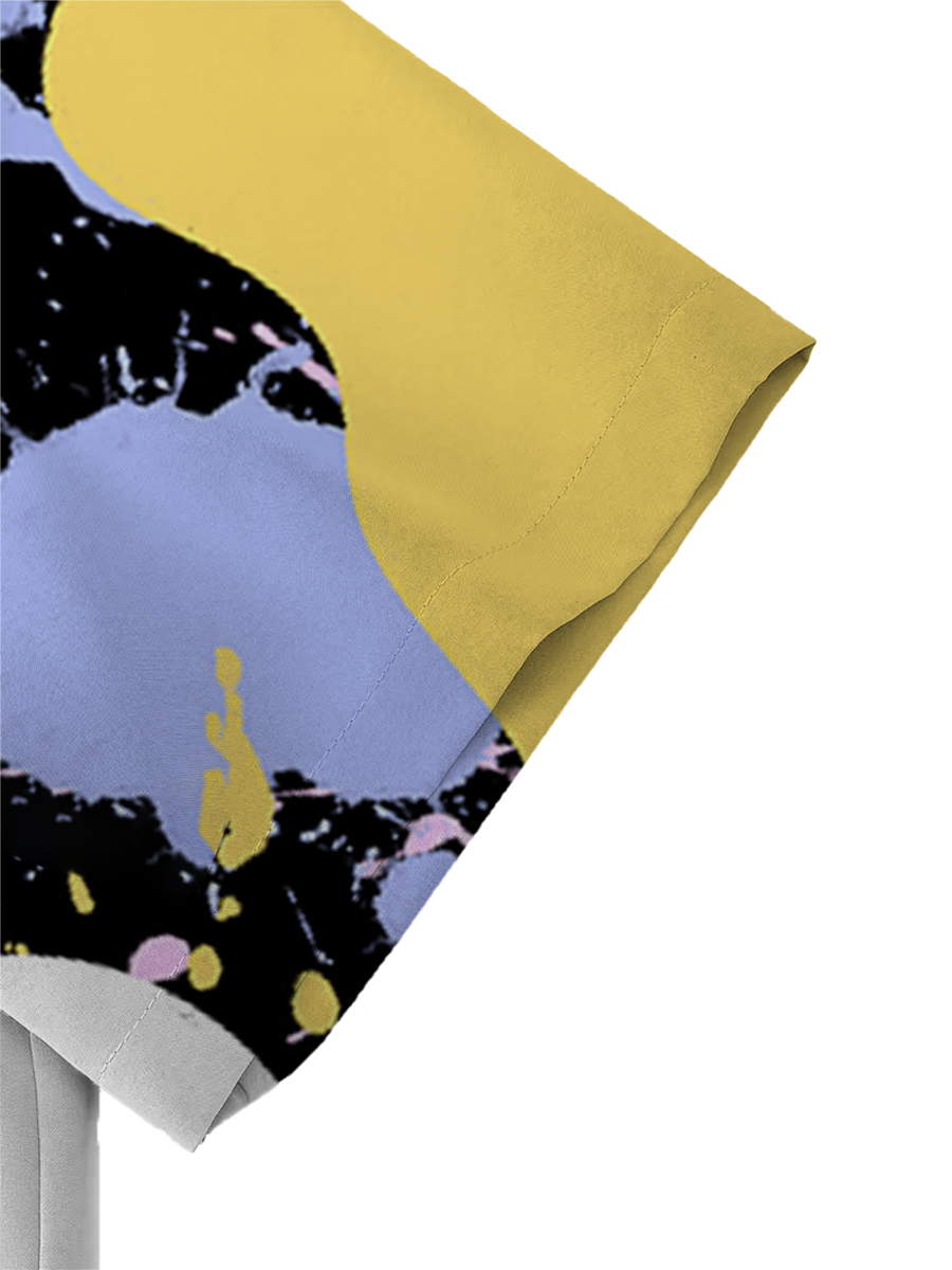 Men's Sets Art Colorblock Button Down Two-Piece Shirt Shorts Set