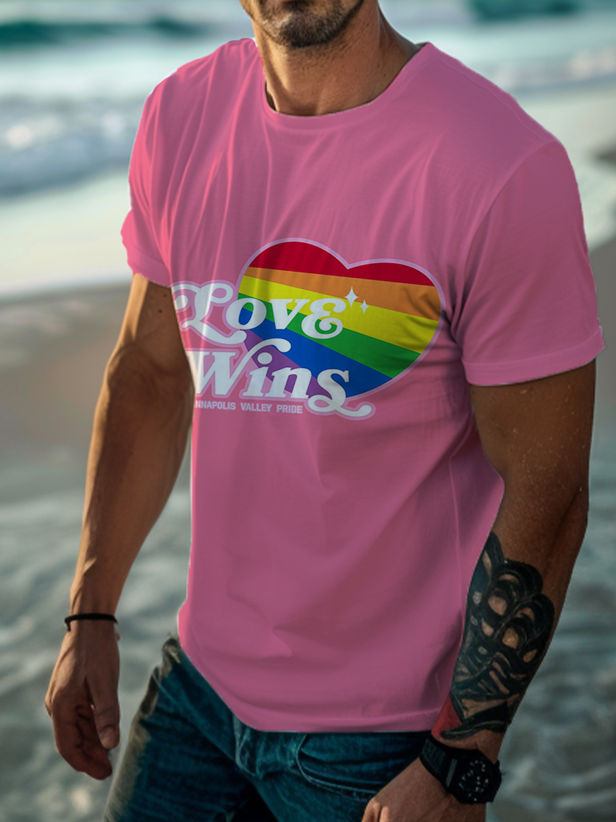 Men's Love Wins Print Casual T-Shirt