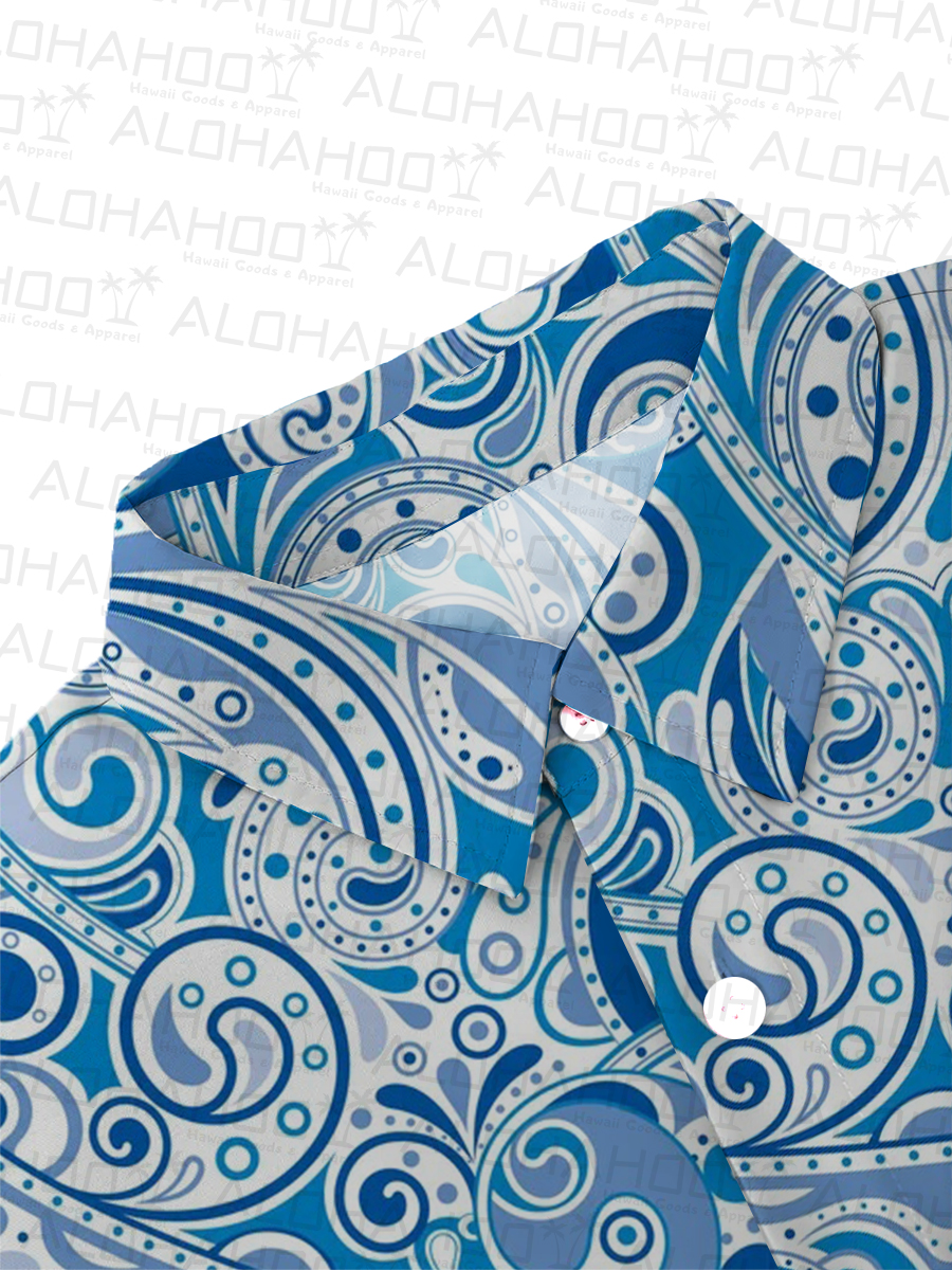 Men's Sets Hawaiian Paisley Print Button Pocket Two-Piece Shirt Shorts Set