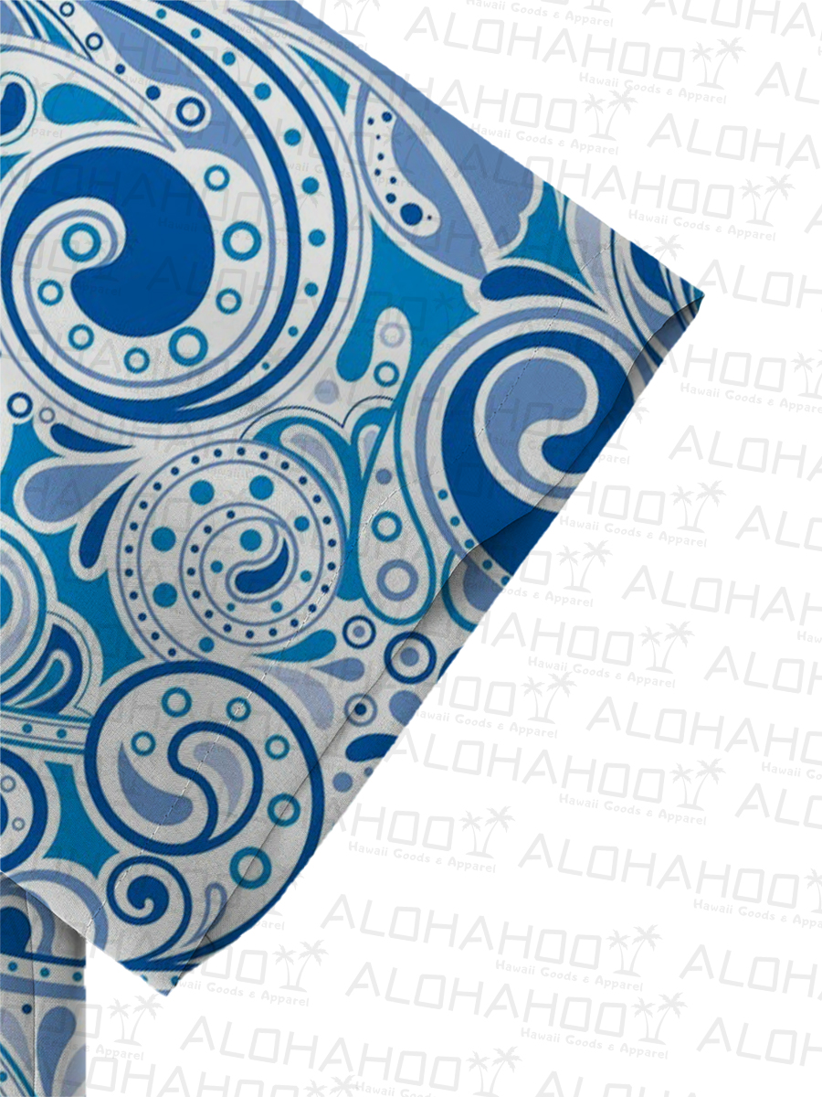 Men's Sets Hawaiian Paisley Print Button Pocket Two-Piece Shirt Shorts Set