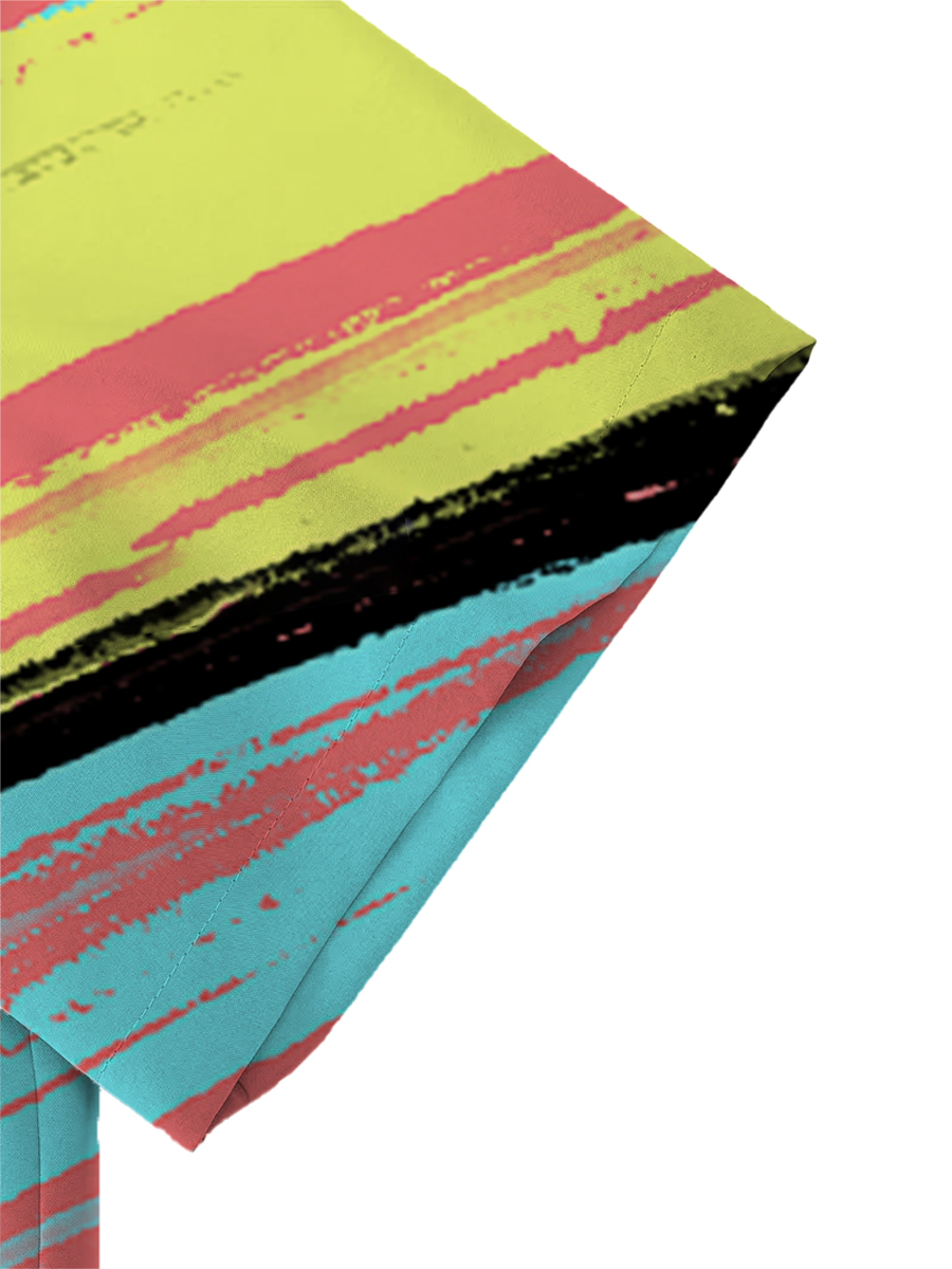 Men's Sets Colorful Stripes Button Down Two-Piece Shirt Shorts Set