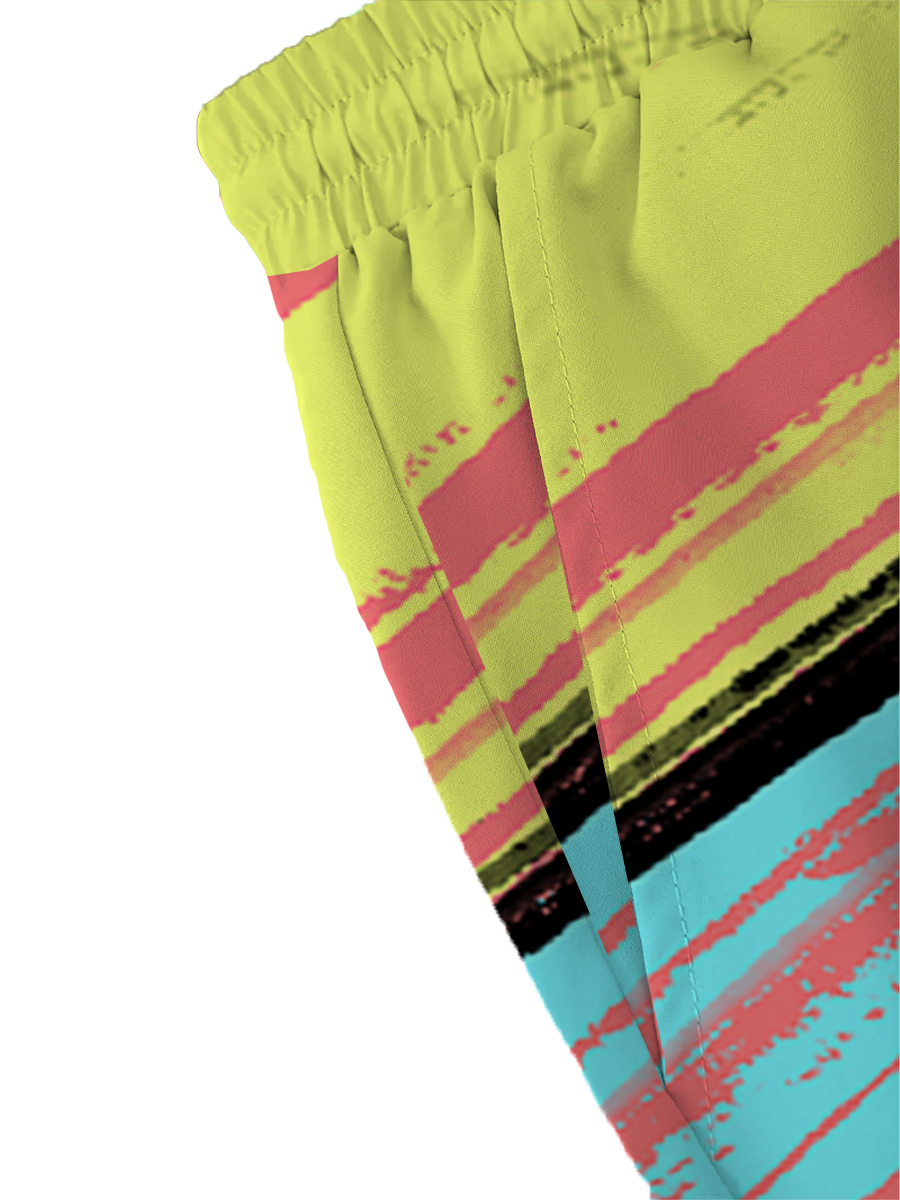 Men's Sets Colorful Stripes Button Down Two-Piece Shirt Shorts Set