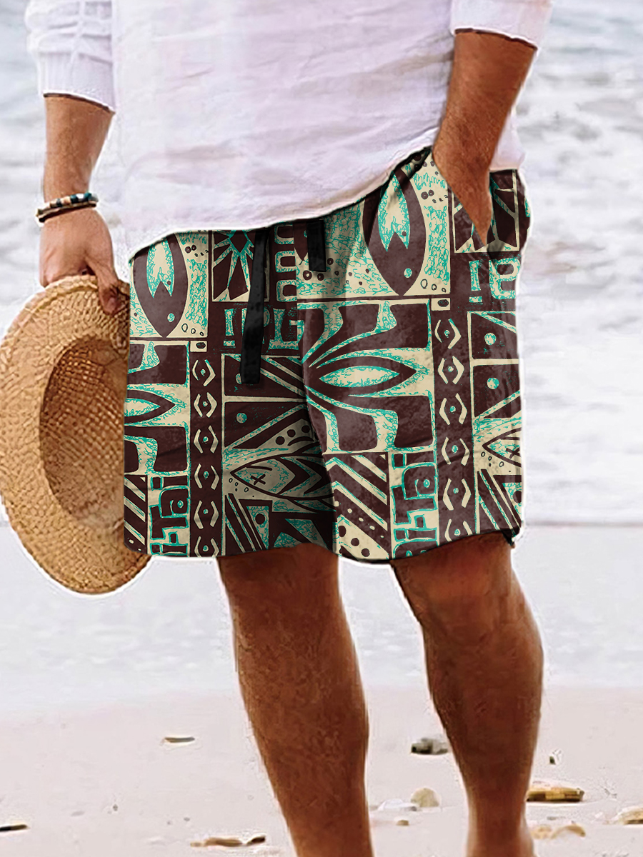 Men's Shorts Tropical Plants Print Beach Shorts