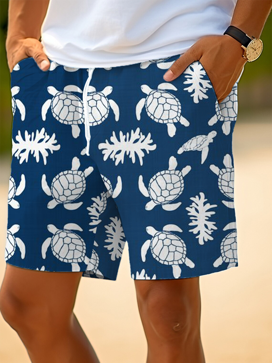 Men's Casual Shorts Turtle Print Beach Shorts