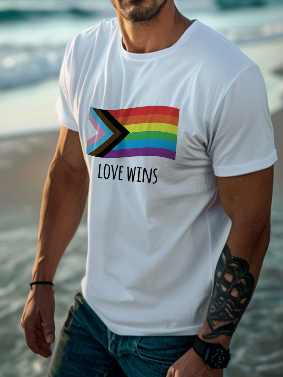 Men's Pride Love Wins Print Casual T-Shirt