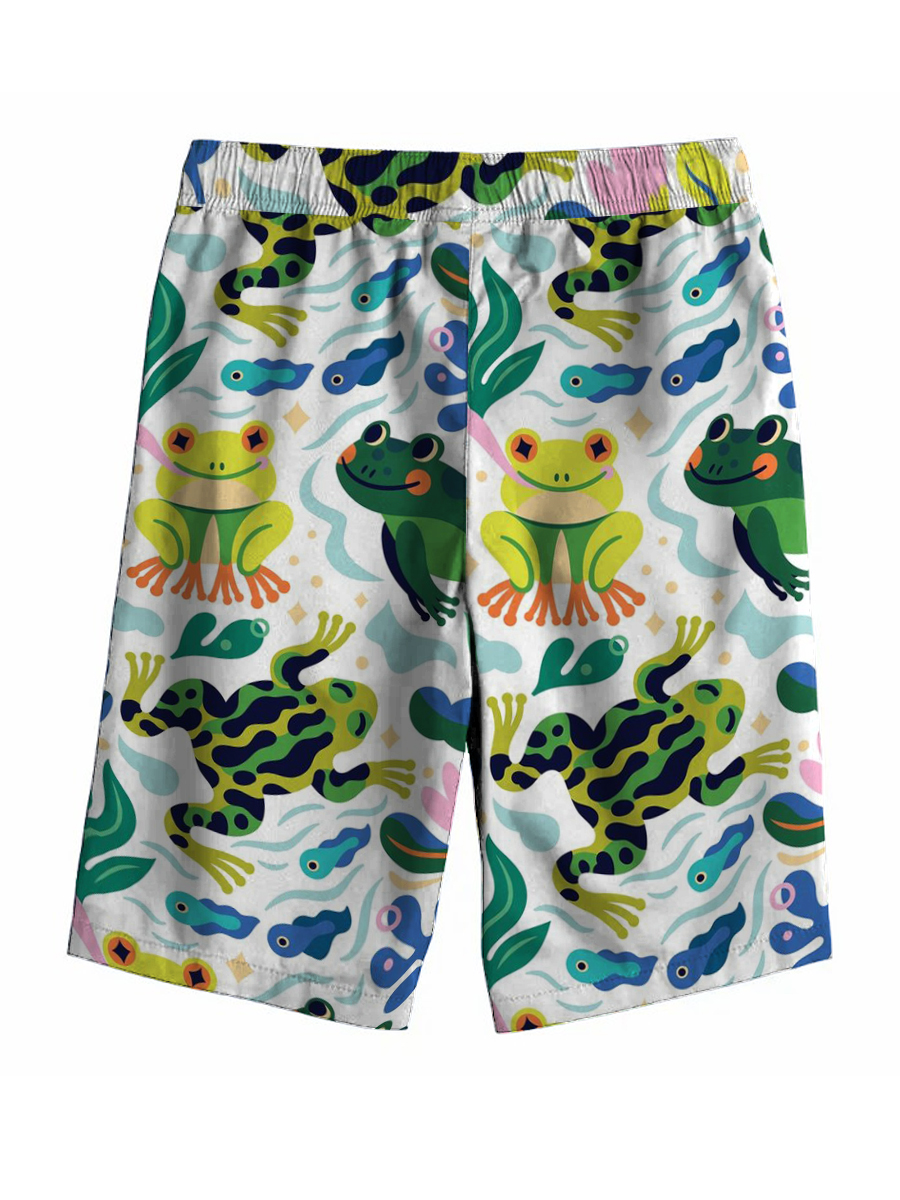 Men's Hawaiian Shorts Frog Print Casual Beach Shorts