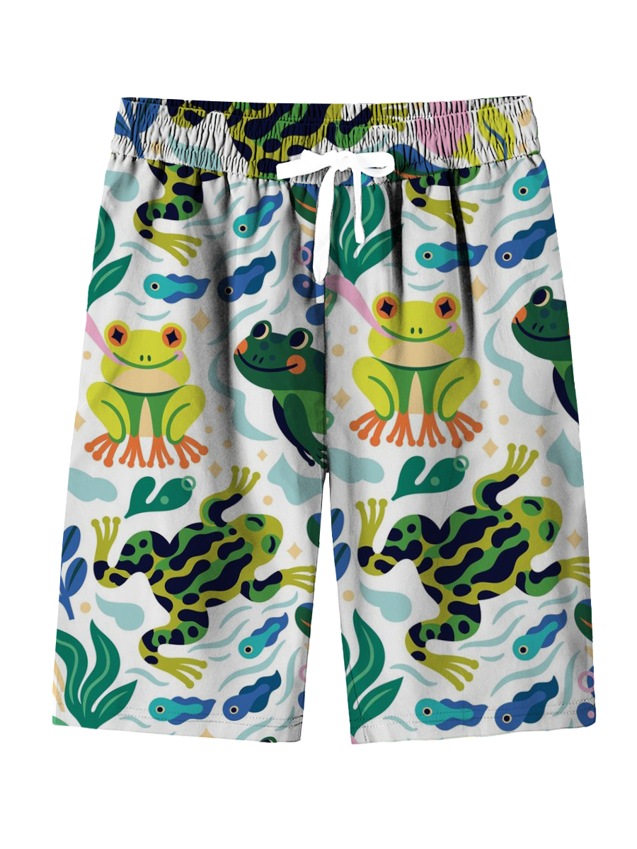 Men's Hawaiian Shorts Frog Print Casual Beach Shorts