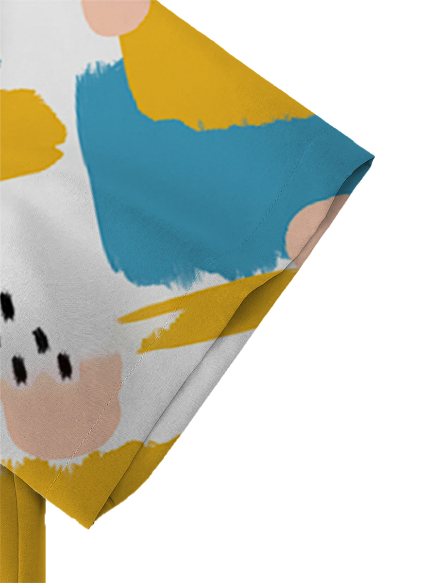 Men's Sets Art Colorblock Button Down Two-Piece Shirt Shorts Set