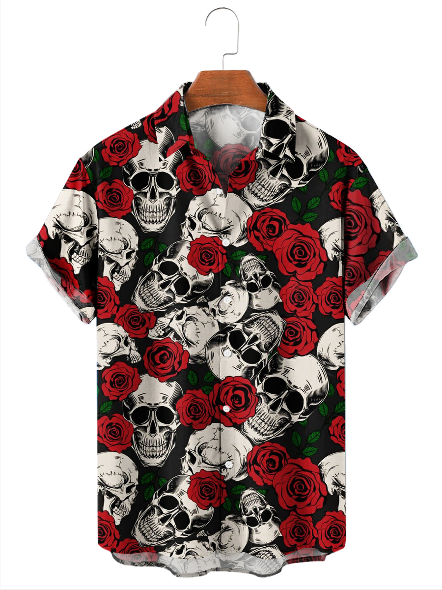 Men's Hawaiian Shirts Skull Print Aloha Shirts