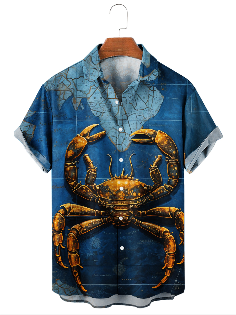 Men's Hawaiian Shirts Crab Print Aloha Shirts
