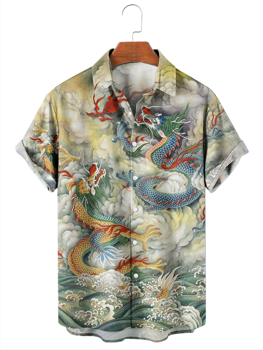 Men's Hawaiian Shirt The Dragon Button Down Shirt