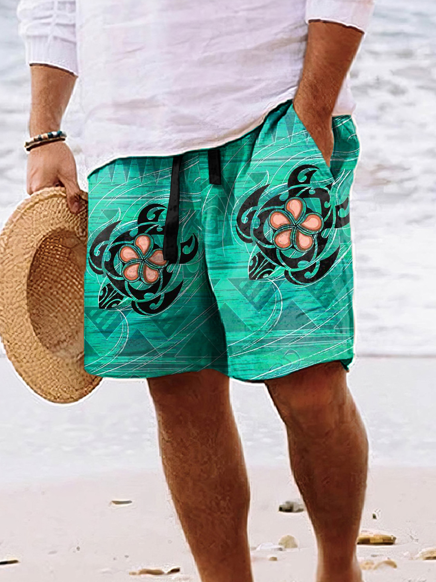 Men's Shorts Turtle Print Beach Shorts