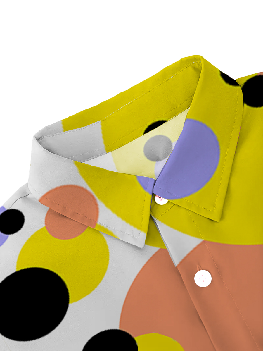 Men's Sets Polka Dot Button Down Two-Piece Shirt Shorts Set