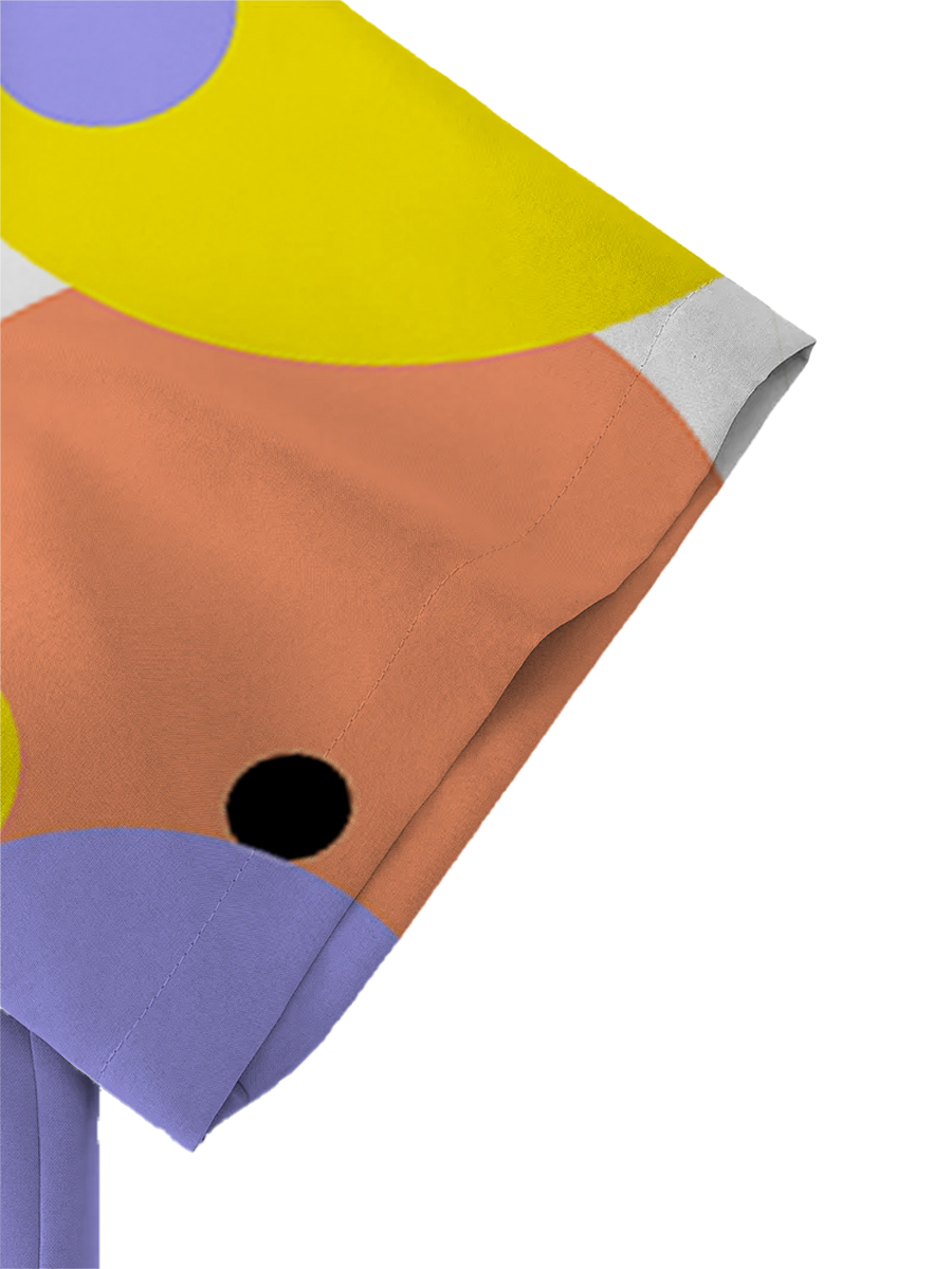 Men's Sets Polka Dot Button Down Two-Piece Shirt Shorts Set