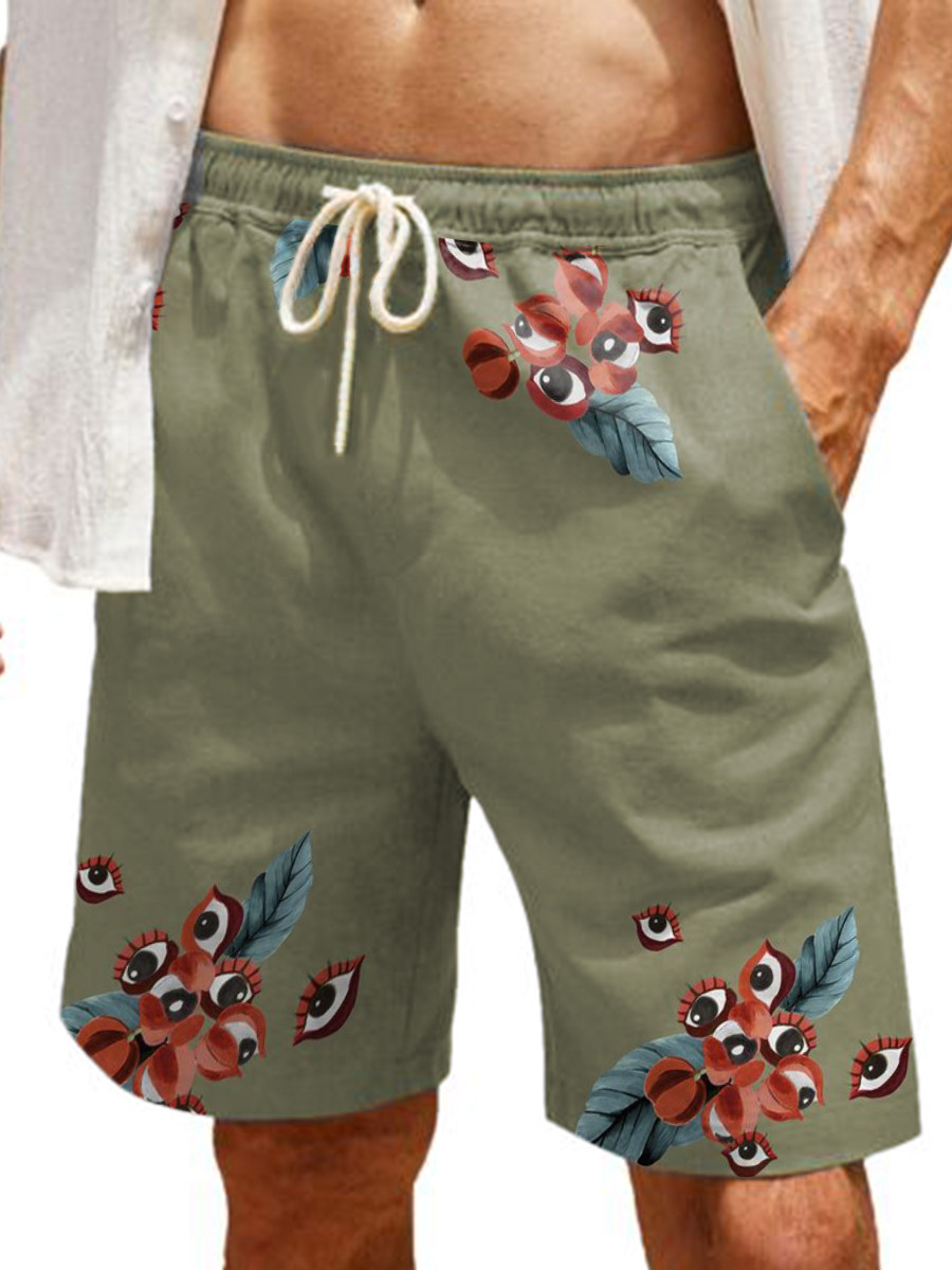 Men's Hawaiian Shorts Lychee Eyes Print Casual Beach Shorts