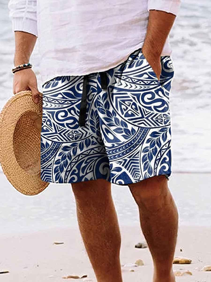 Men's Shorts Vintage Stripes Print Beach Shorts