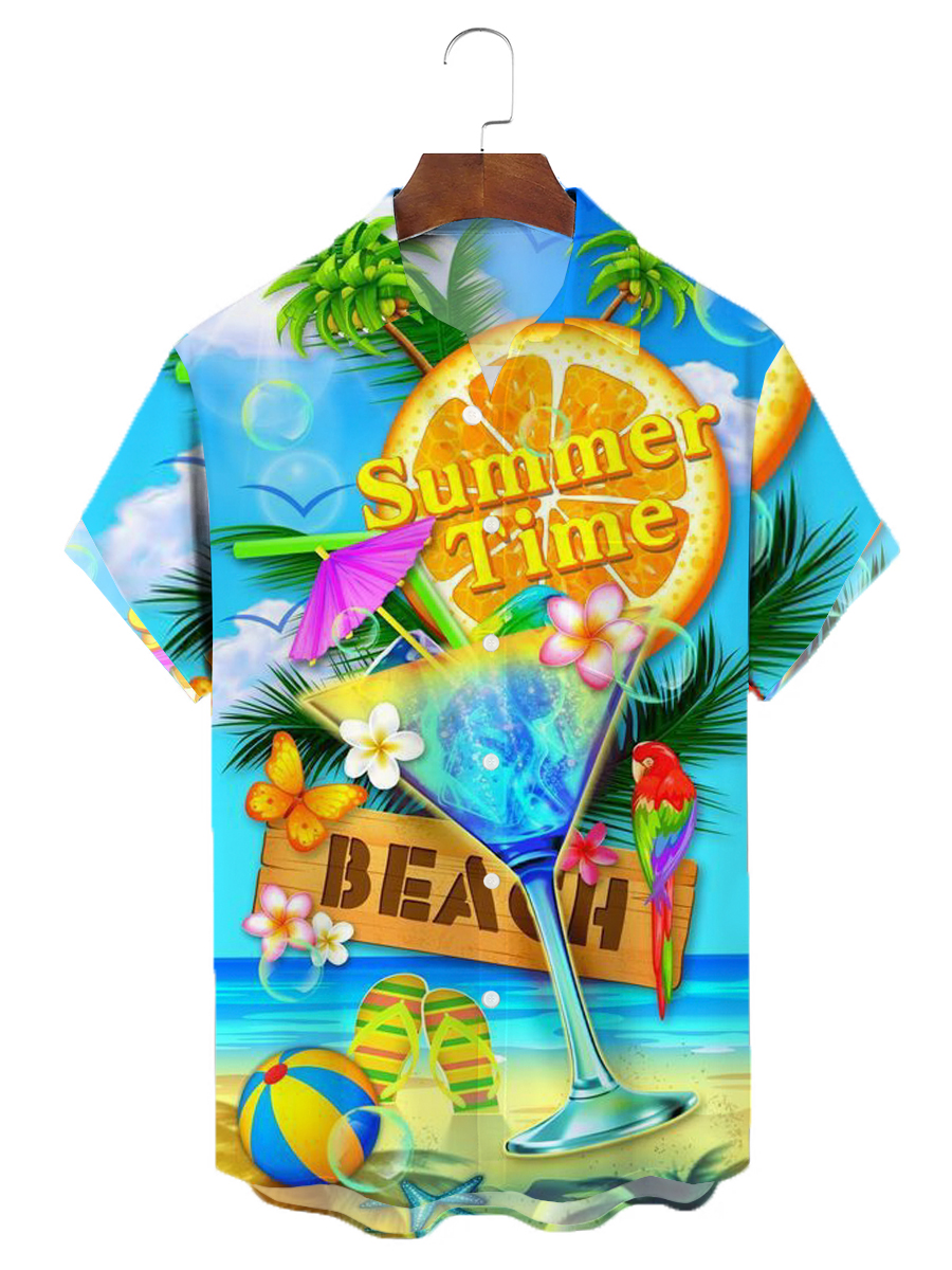 Men's Hawaiian Shirts Summer Time Vocation Print Aloha Shirts