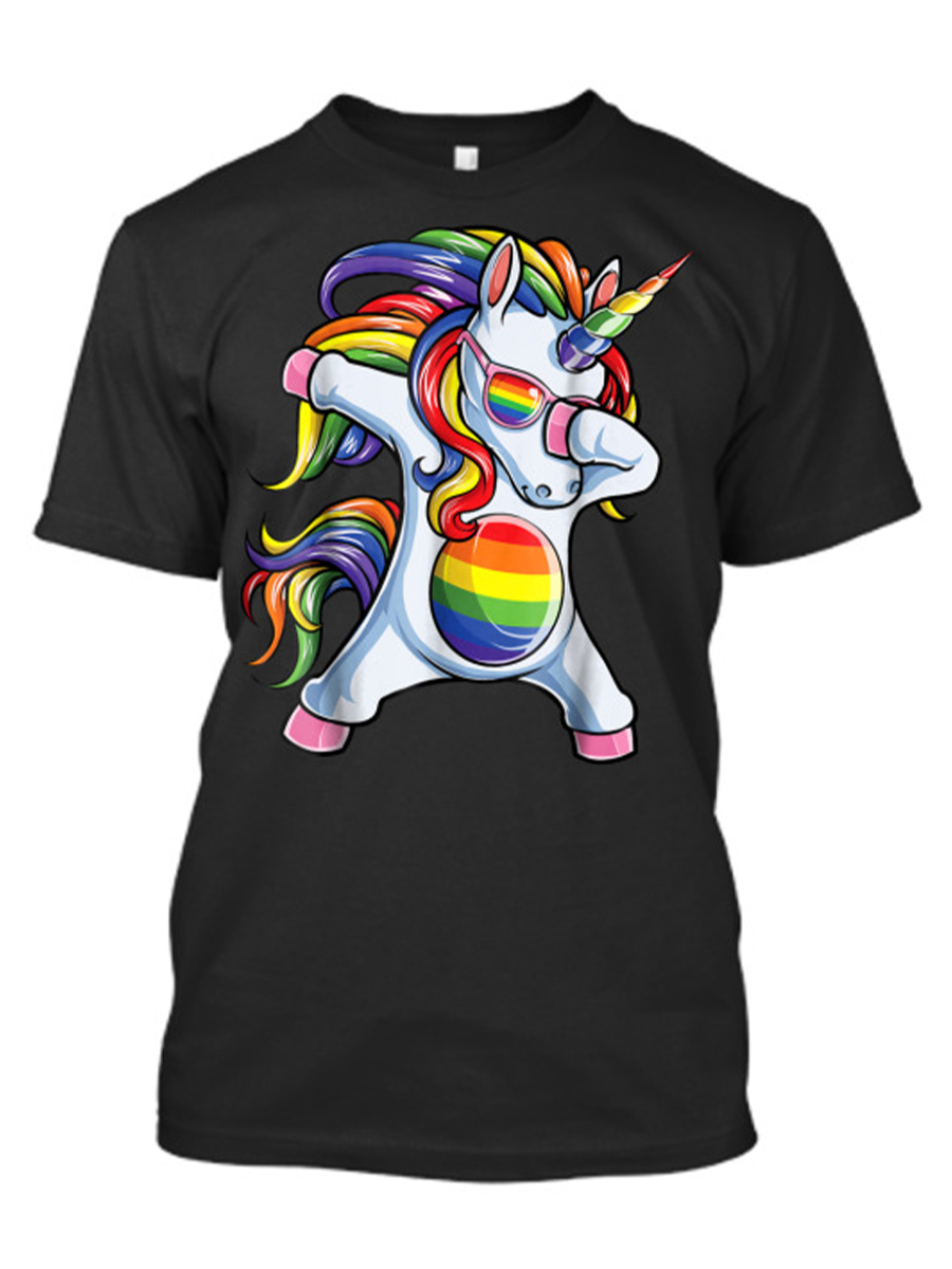 Men's Casual Shirt Fun Rainbow Unicorn Print T-Shirt
