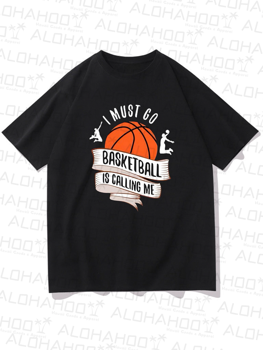 Men's I Must Go Basketball Is Calling Me Print T-Shirt