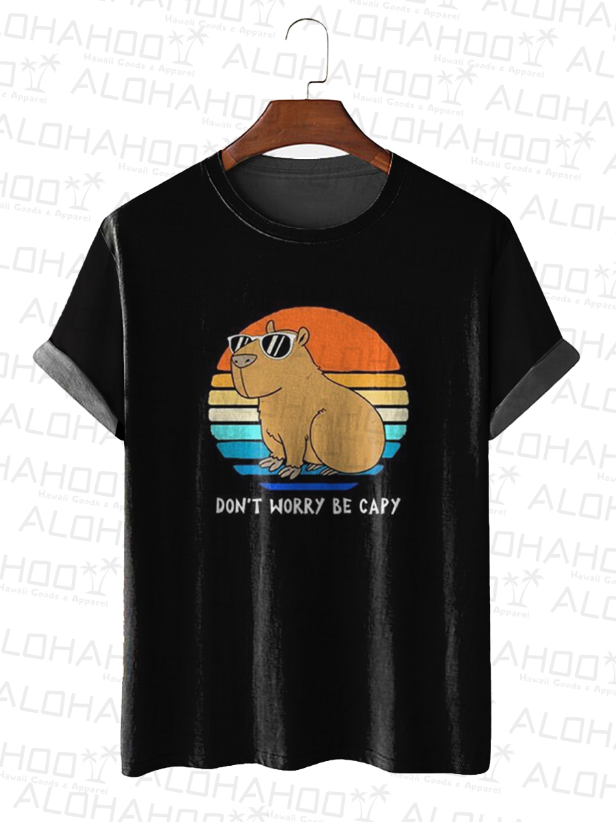 Men's Don't  Worry Be Capy Print T-Shirt