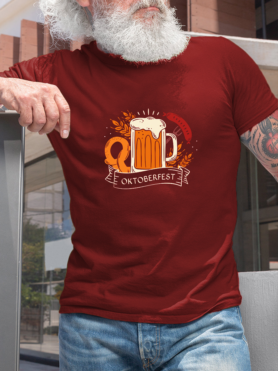Men's Casual T-shirt Oktoberfest Print Short Sleeve T-Shirt