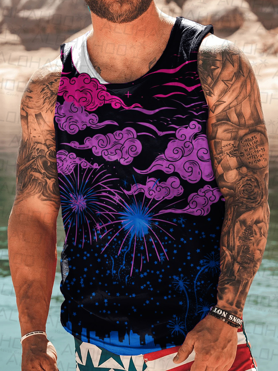 Men's Tank Top Bisexual Pride Art Print Crew Neck Tank T-Shirt Muscle Tee