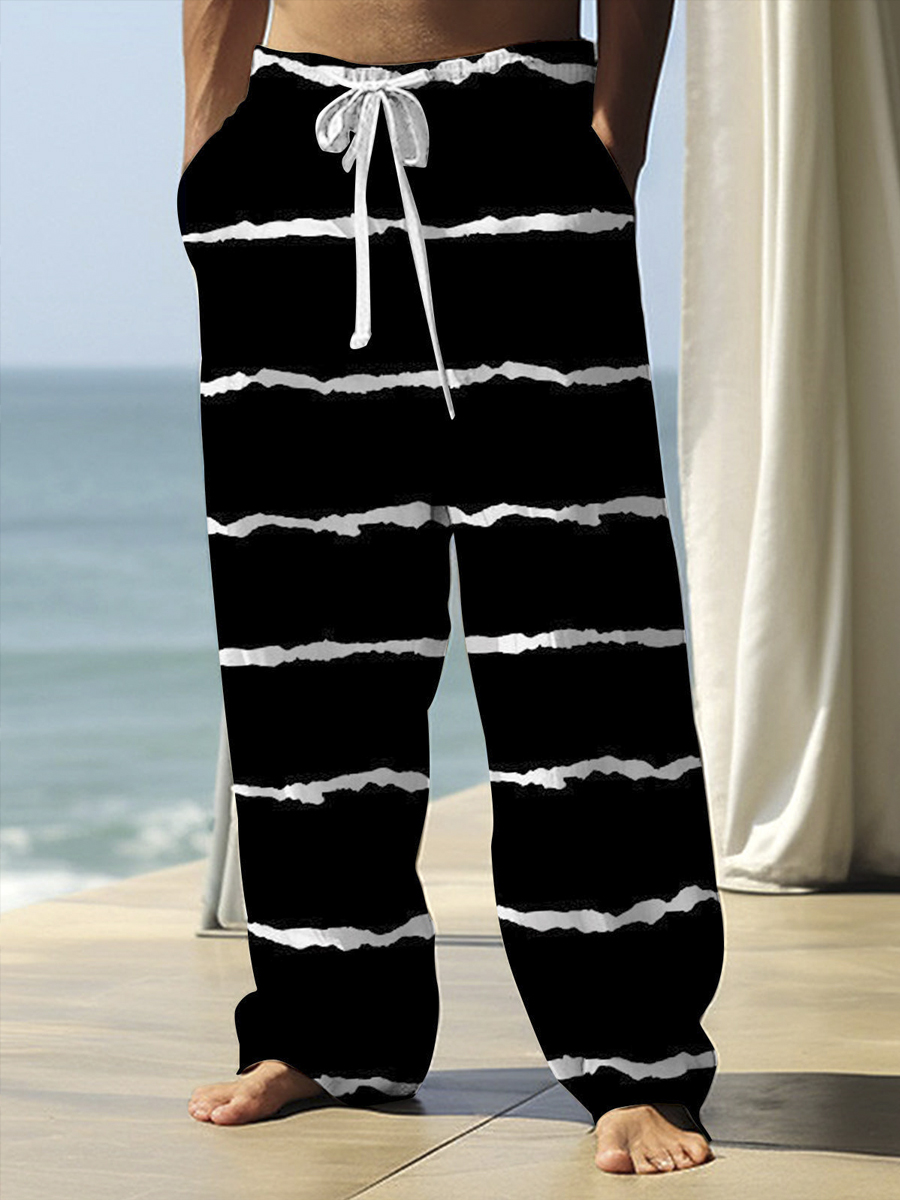 Men's Casual Pants Stripes Print Pants