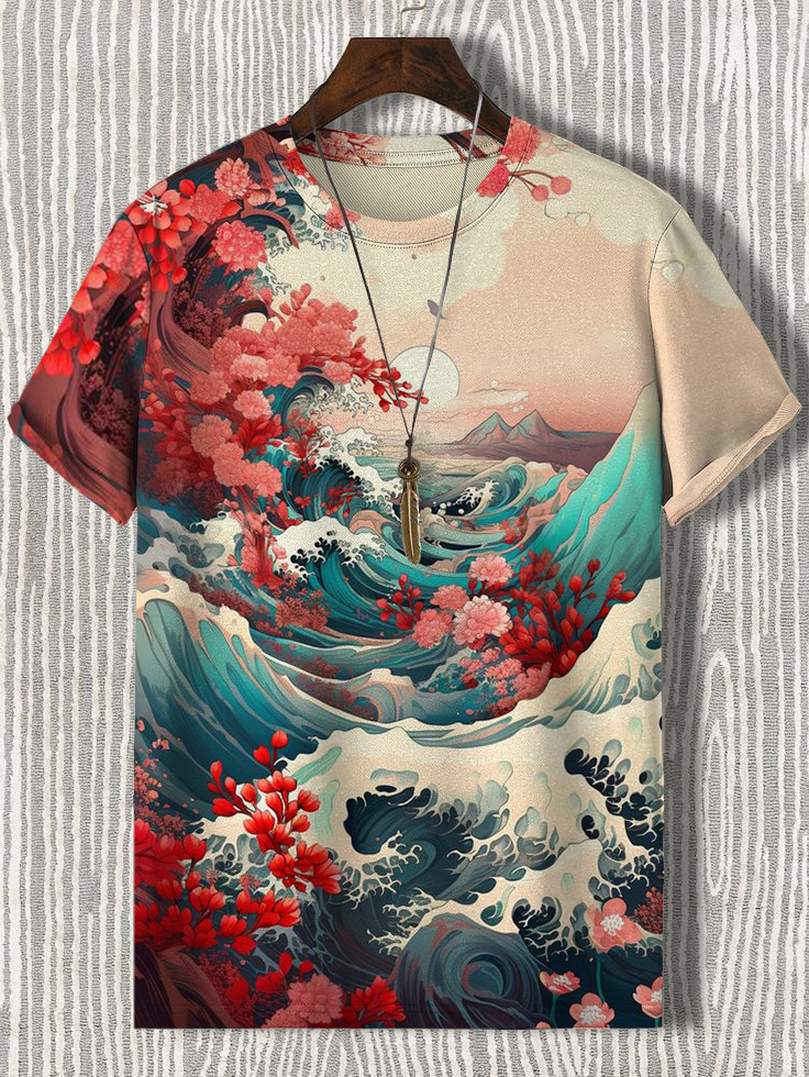 Men's Aloha T-shirt Japanese Style Print T-shirt