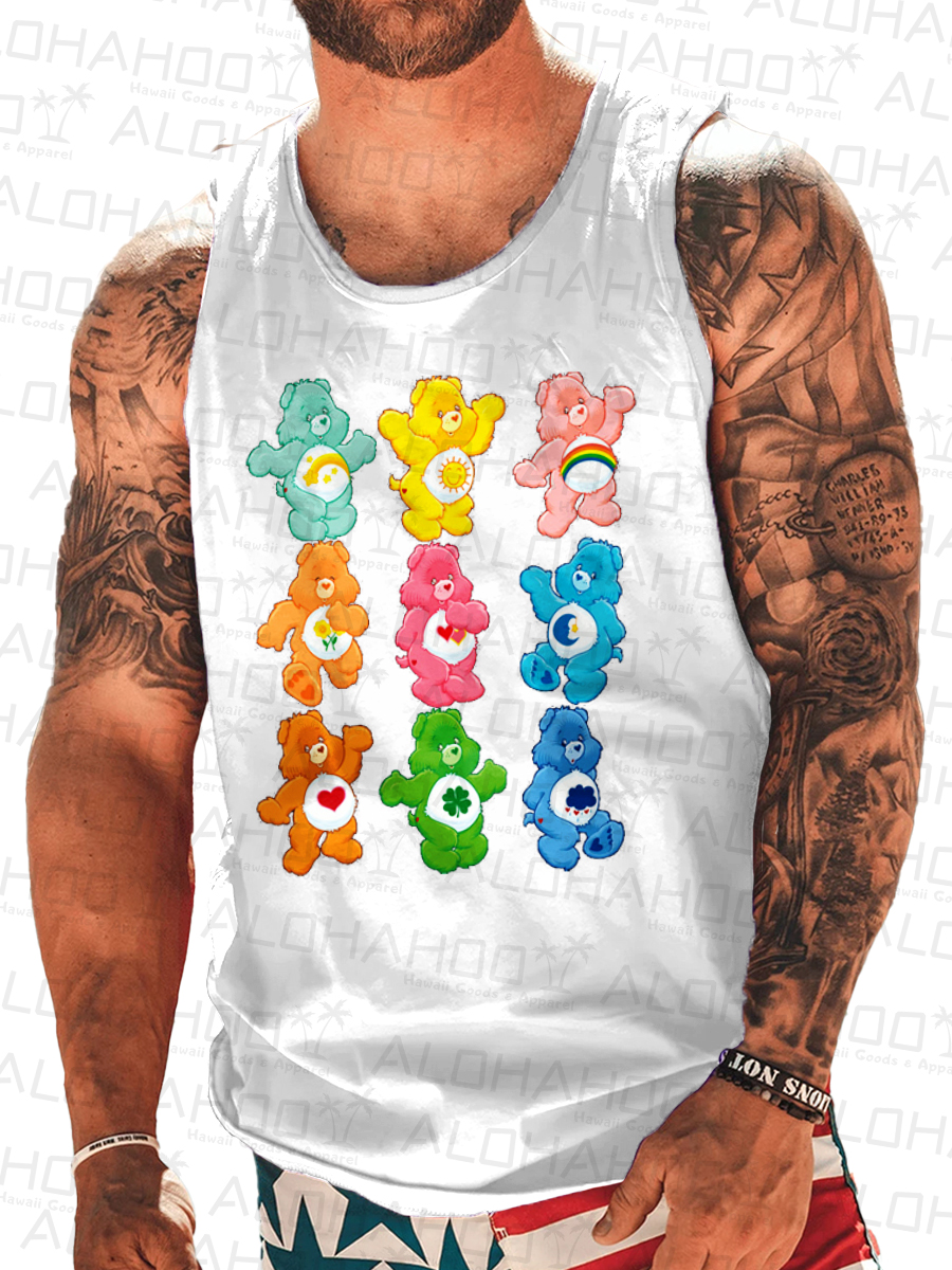 Men's Bear Pride Print Crew Neck Tank Top Muscle Tee