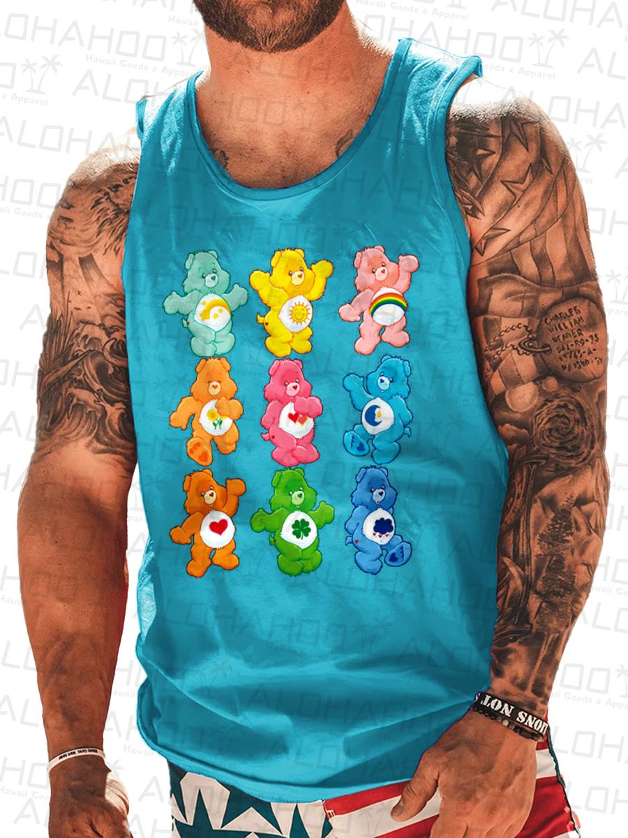 Men's Bear Pride Print Crew Neck Tank Top Muscle Tee