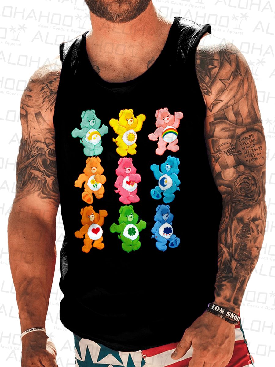 Men's Bear Pride Print Crew Neck Tank Top Muscle Tee