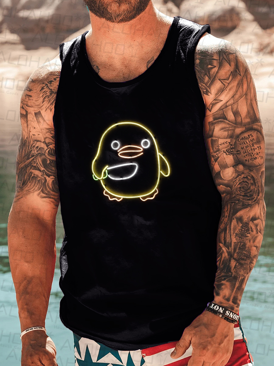 Men's Neon Duck Print Tank Top Muscle Tee