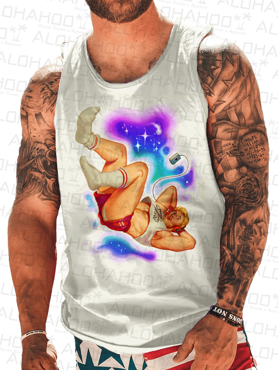 Mens Fun And Sexy Man Print Tank Top Muscle Tee