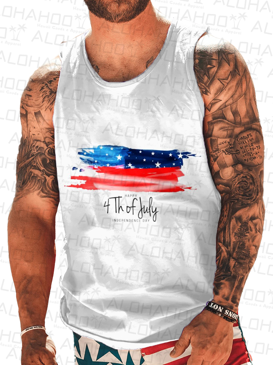 Men's Art Independence Day Print Tank Top Muscle Tee