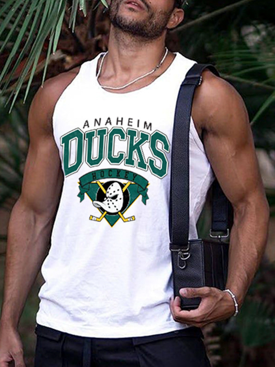 Men's Tank Top Anaheim Ducks Print Crew Neck Tank T-Shirt