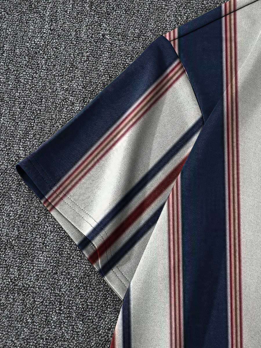 Men's Sets Colorful Stripes Pattern Two-Piece T-shirt Shorts Set